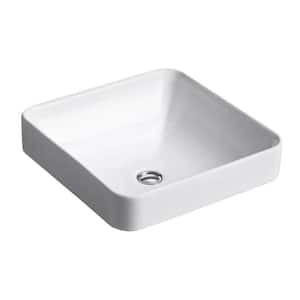 Vox 16 in. Square Vitreous China Vessel Sink in White with Overflow Drain