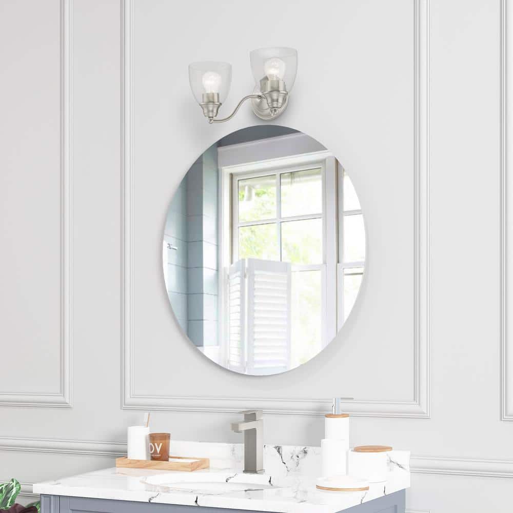 Montgomery Brushed Nickel 2-Light Vanity with Clear Hand-Blown Glass