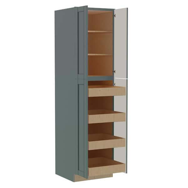 Home Decorators Collection Washington 24 in. W x 24 in. D x 96 in. H Assembled Plywood Utility Kitchen Cabinet in Green with Soft Close Doors
