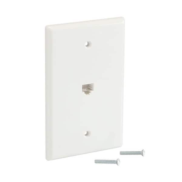 1-Gang Phone Jack Midsize/Midway Nylon Wall Plate, White