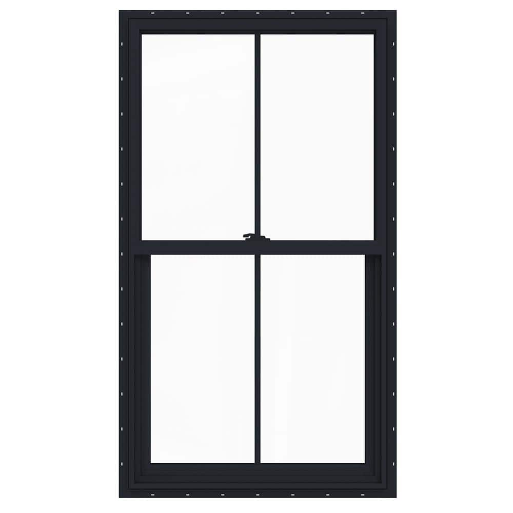 JELD-WEN 28 In. X 54 In. V2500 Single Hung Vinyl Window With Black ...