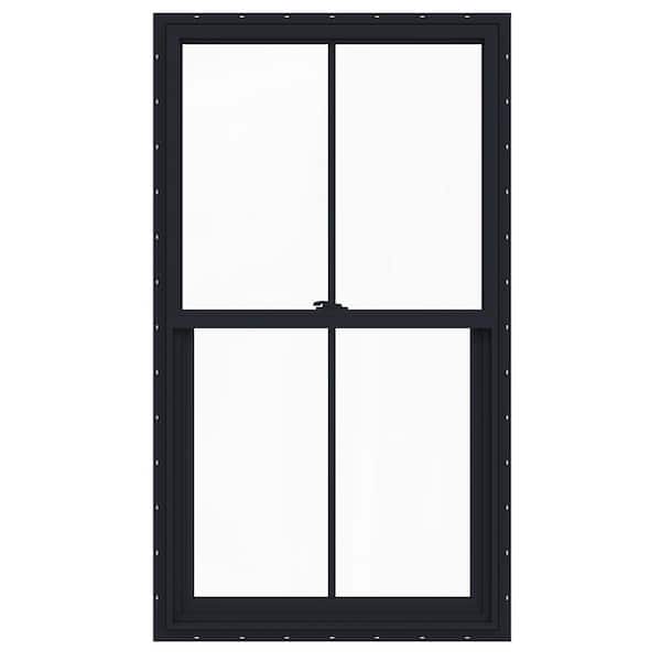 JELD-WEN 28 in. x 54 in. V2500 Single Hung Vinyl Window With Black Exterior