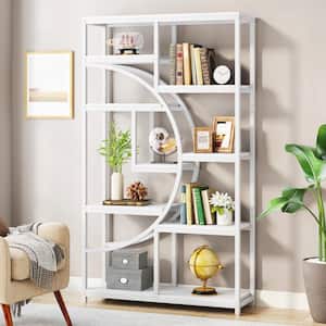 Eulas 68.89 in. Tall White Wood 9-Shelf Bookcase Bookshelf with Storage Shelves for Home Office, Living Room