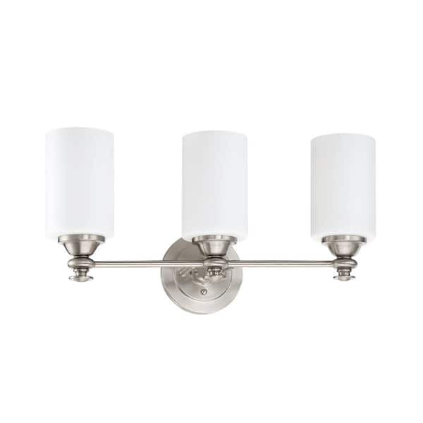 CRAFTMADE Dardyn 21.5 in. 3-Light Brushed Polished Nickel Finish Vanity Light with White Frost Glass Shade