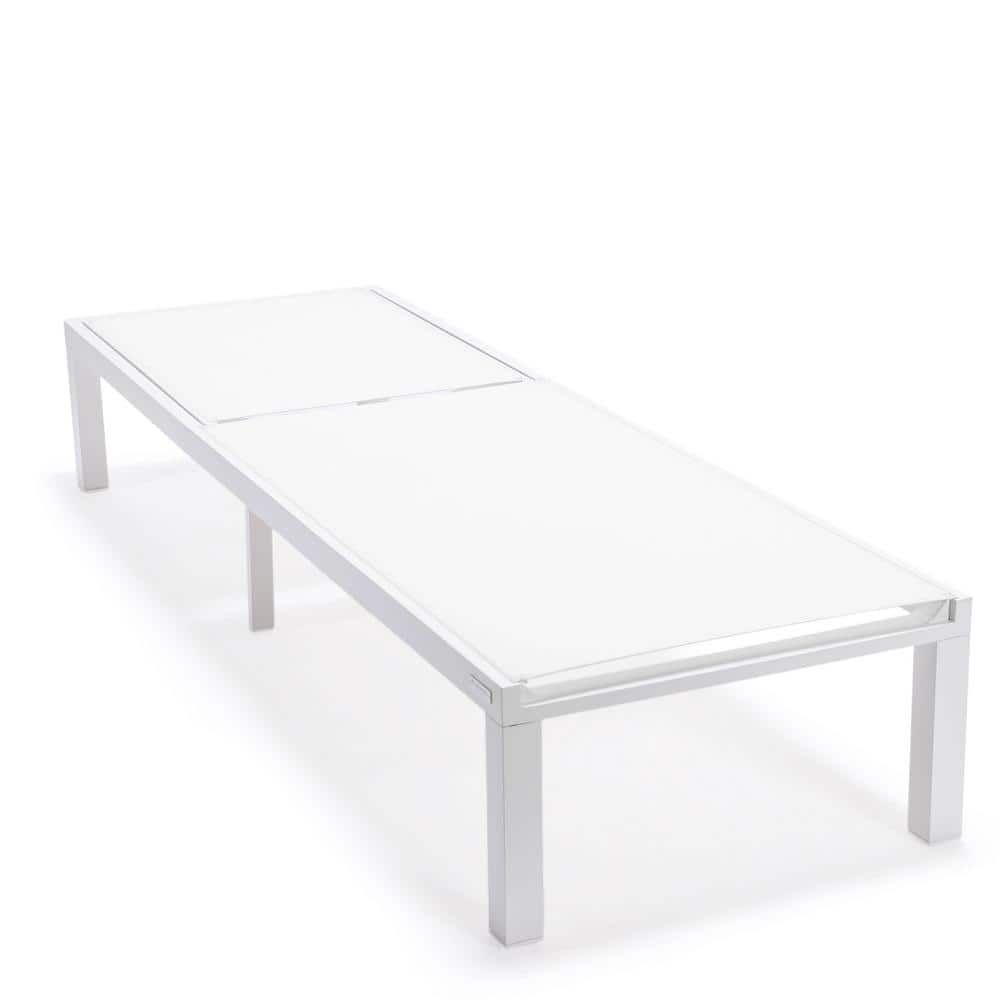 Marlin White Aluminum Patio Chaise Lounge Chair Set with Fire Pit Table