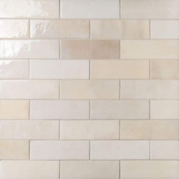 Bedrosians Cloe Subway Glossy Creme 2.5 in. x 8 in. Handmade