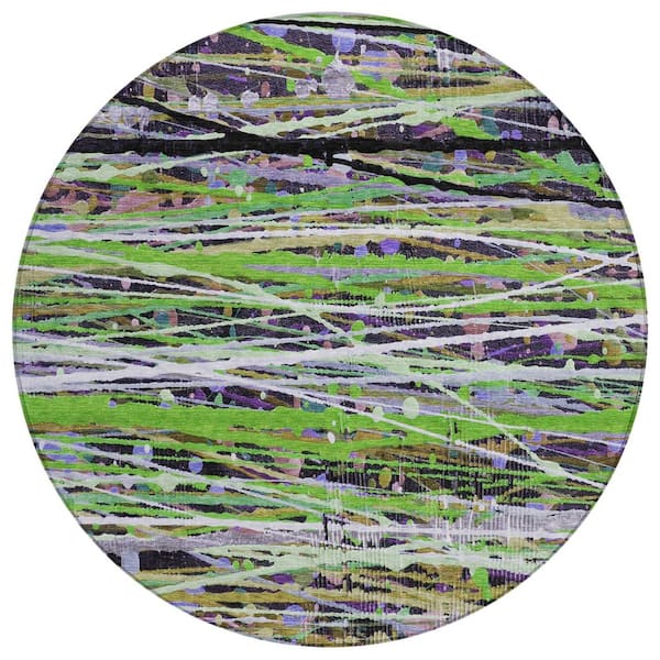 Chantille Machine Washable Indoor/Outdoor Abstract ACN2125 Green 8 ft. x 8 ft. Area Rug