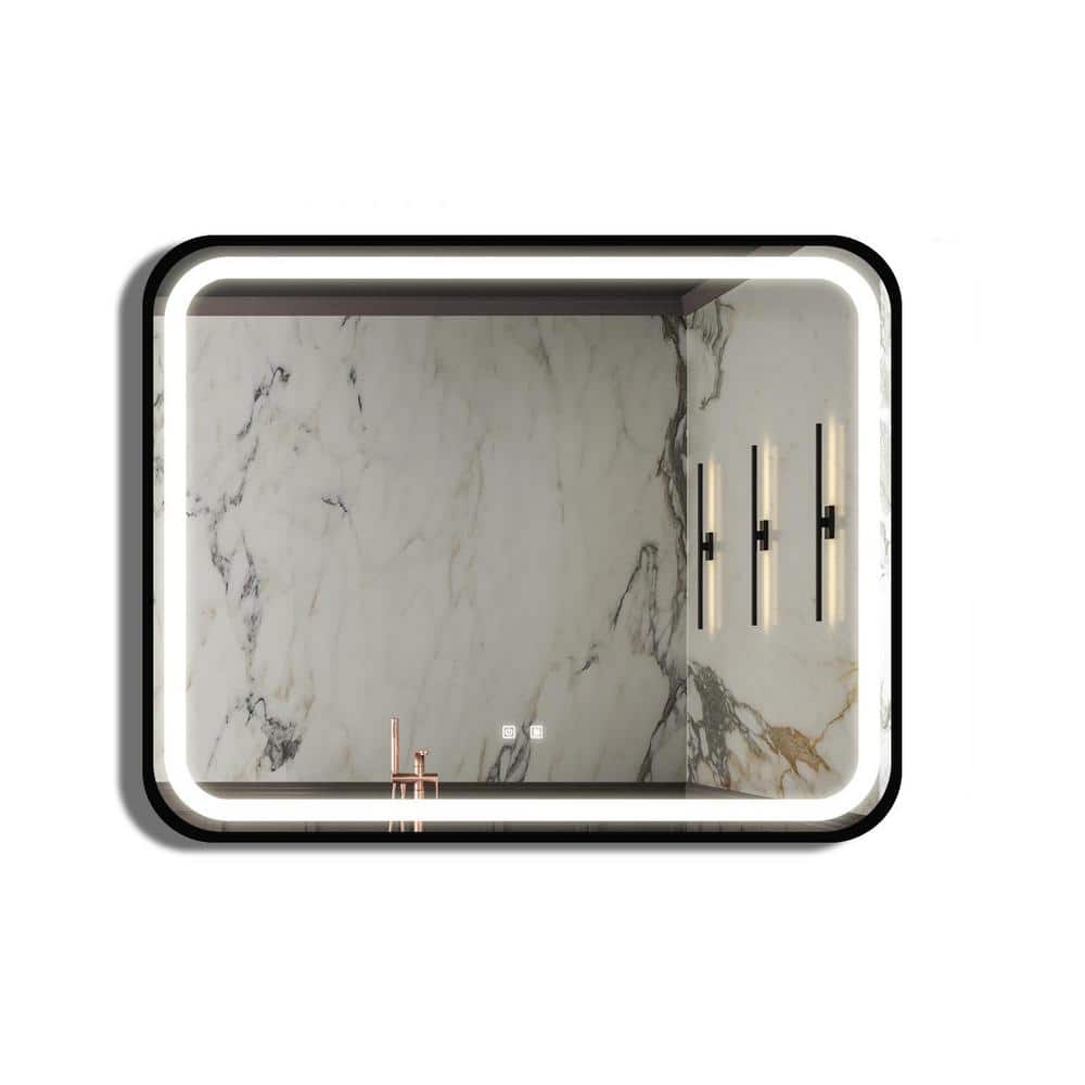 40 in. W x 32 in. H Rectangular Black Framed Wall Bathroom Vanity Mirror in