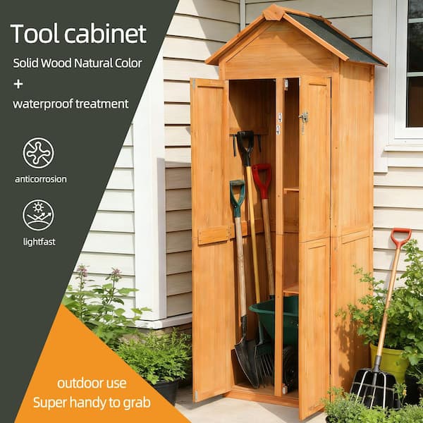 27.17 in. W x 23.62 in. D x 83.07 in. H Outdoor Wood Storage