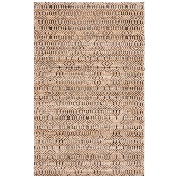 Natural Fiber 8 ft. x 10 ft. Natural/Black Trellis Geometric Area Rug