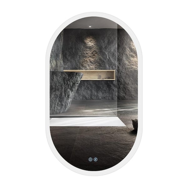 Unbranded 24 in. W x 40 in. H Oval Frameless Anti-Fog Dimmable LED Wall Mount Smart Bathroom Vanity Mirror
