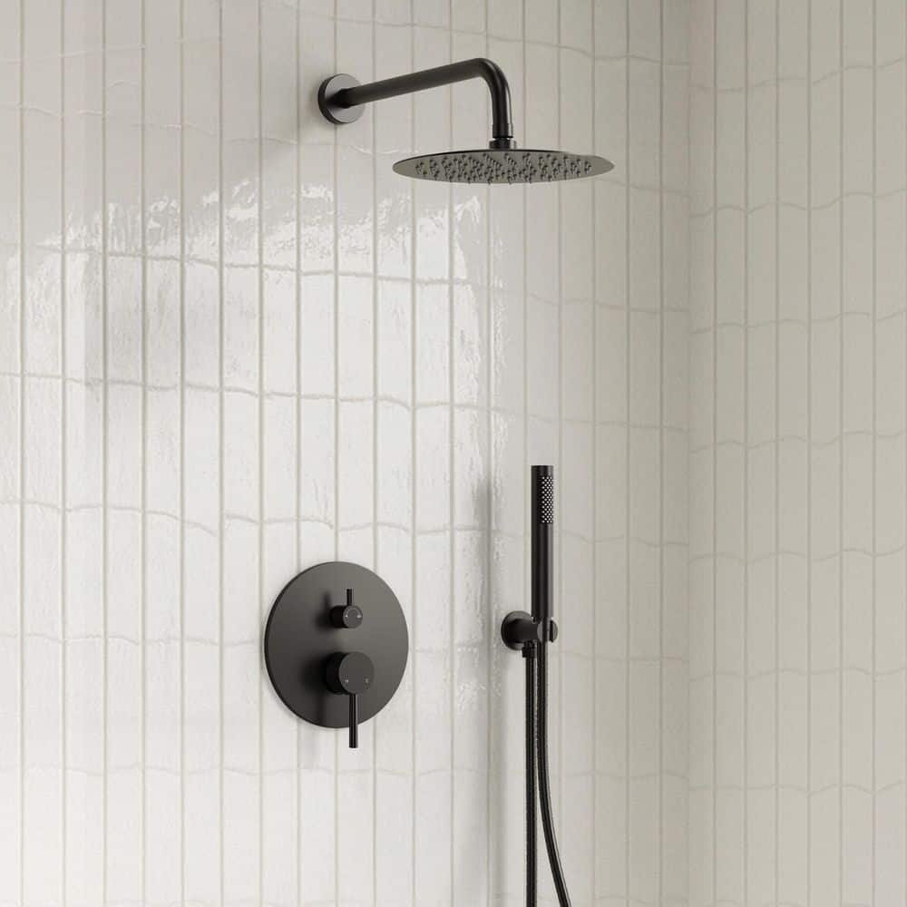 EVERSTEIN 2-Spray Patterns Round 10 in. Wall Mount Dual Shower