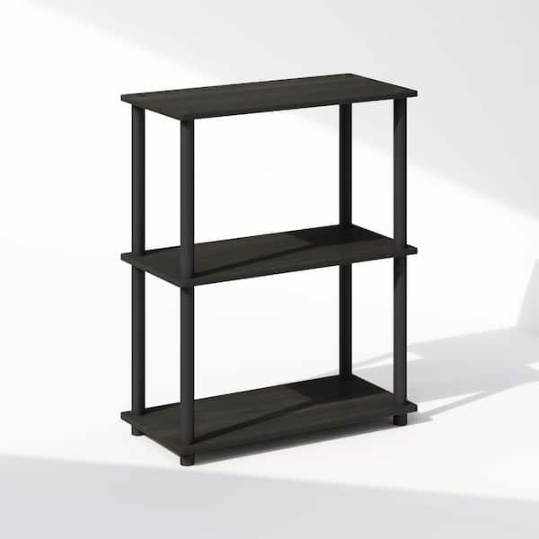 Furinno Turn-N-Tube 29.6 in. Tall Espresso/Black Wood 3-Shelf Bookcase