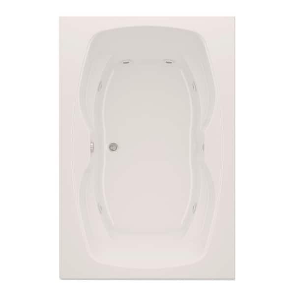 Hialeah II 72 in. Acrylic Reversible Drain Rectangular Drop-In Whirlpool Bathtub with Heater in White Pump Location 2