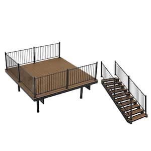 Infinity IS Freestanding 12 ft. x 12 ft. Oasis Palm Brown Composite Deck 10 Step Stair Kit with Steel Frame & Steel Rail