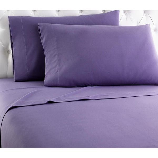 Micro Flannel 4-Piece Plum Solid Flannel Full Sheet Set