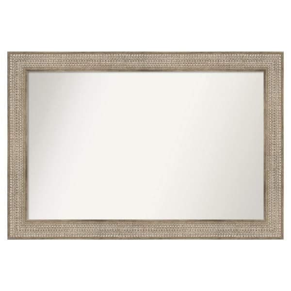 Amanti Art Trellis Silver 44 in. x 30 in. Custom Non-Beveled Wood Framed Bathroom Vanity Wall Mirror