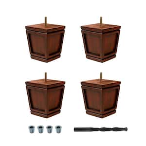 4-1/2 in. x 4 in. Stained Espresso Solid Hardwood Round Bun Foot (4-Pack)