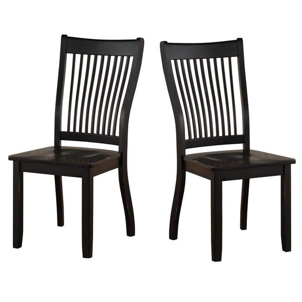 Benjara Transitional Style Black Wooden Side Chair With Slatted ...