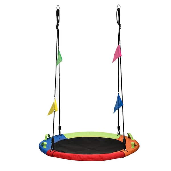 Multicolor Tree Swing with Adjustable Hanging Straps, 48 in. Saucer ...