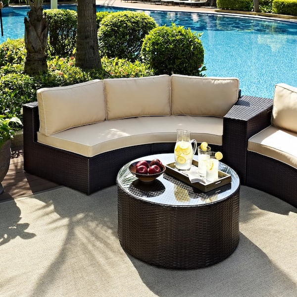 CROSLEY FURNITURE Catalina 2-Piece Wicker Outdoor Sofa Set with Sand Cushions