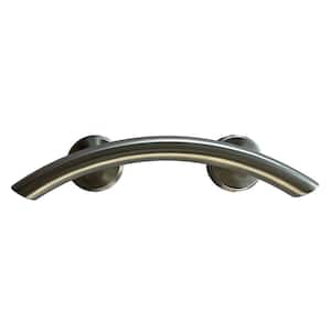 15 in. x 1.25 in. Curved ADA Compliant Grab Bar in Brushed Nickel with Grips and Angled Ends