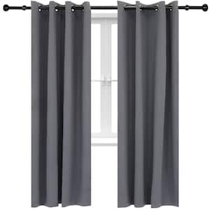 2 Indoor/Outdoor Blackout Curtain Panels with Grommet Top - 52 x 84 in (1.32 x 2.13 m) - Gray