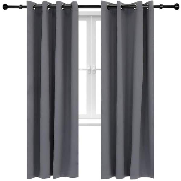 Sunnydaze Decor 2 Indoor/Outdoor Blackout Curtain Panels with Grommet Top - 52 x 84 in (1.32 x 2.13 m) - Gray