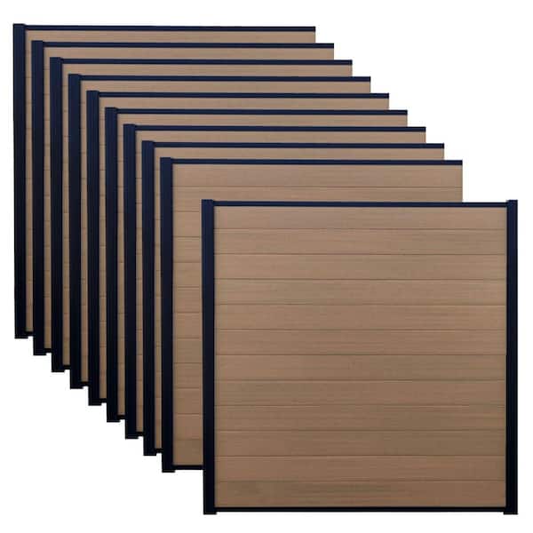 Frame It All 6 ft. x 6 ft. Valla Composite Fence Panel Teak (10-Pack)