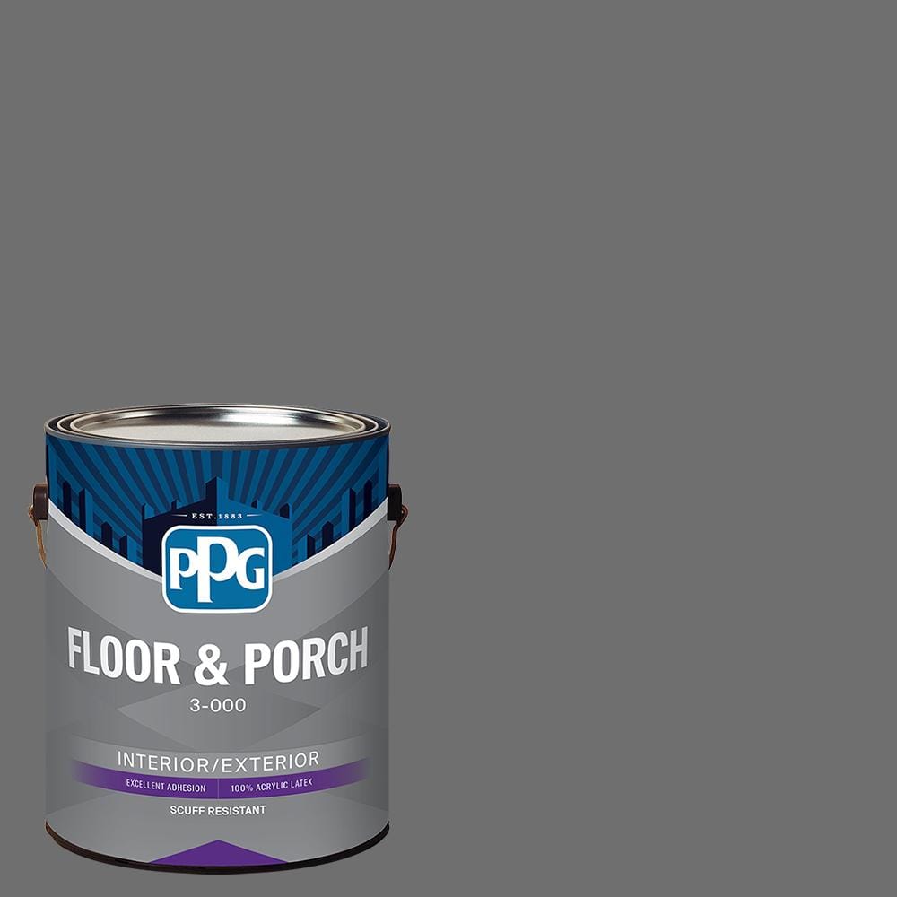 PPG 1 gal. PPG09966 Slate Mine Satin Interior/Exterior Floor and Porch Paint PPG09966FP1SA