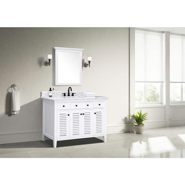 Home Decorators Collection Fallworth 49 in. Single Sink White Bath Vanity with Carrara Marble Top (Assembled)