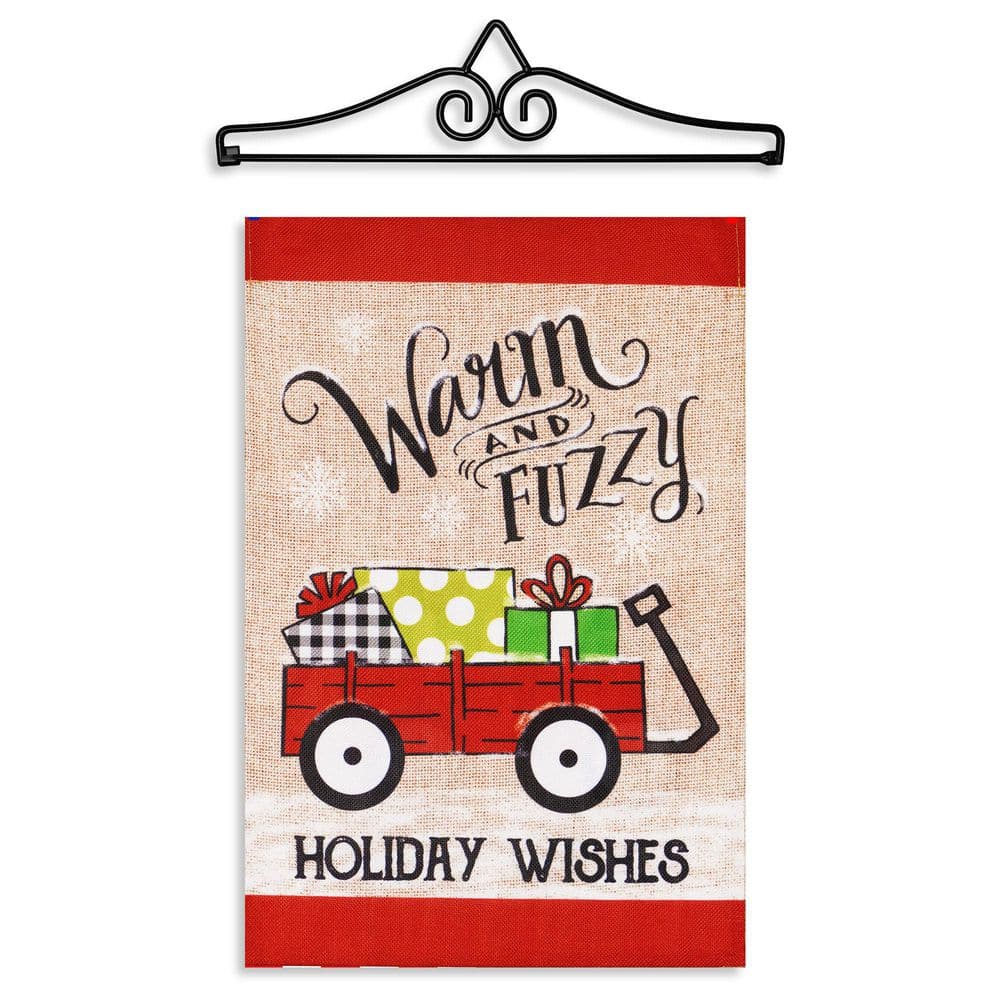 UPC 660251302959 product image for 1 ft. x 1.5 ft. Polyester Warm and Fuzzy Holiday Wishes Wagon with Gifts 2-Sided | upcitemdb.com