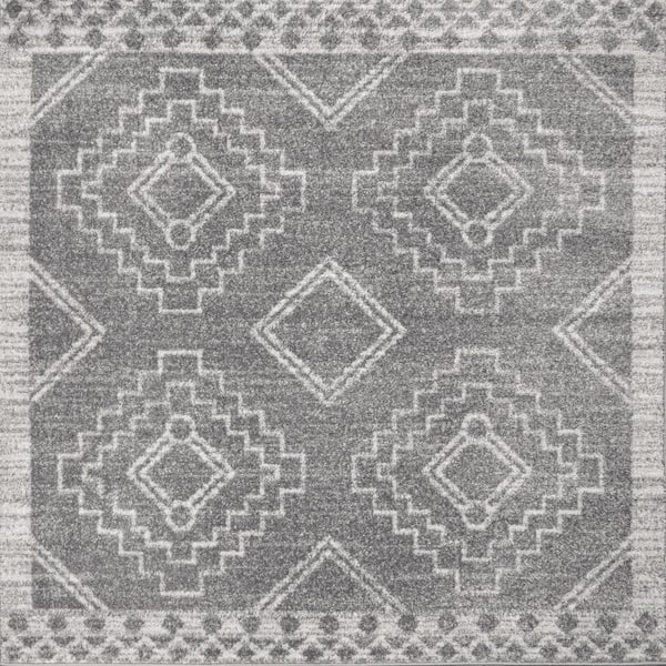 Amir Moroccan Beni Souk Gray/Cream 3' Square Area Rug