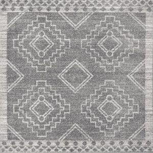 Amir Moroccan Beni Souk Gray/Cream 4 ft. x 4 ft. Square Area Rug