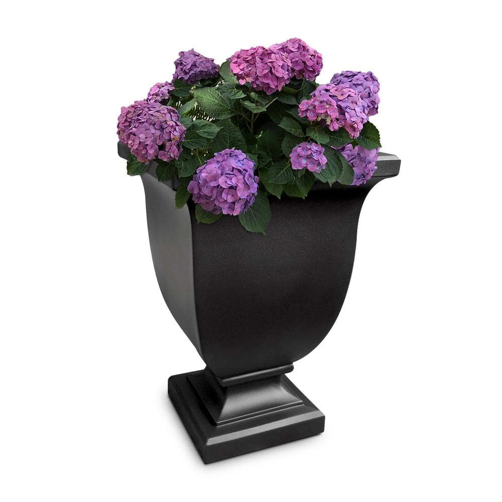 Mayne Augusta 26 in. Tall Self-Watering Black Polyethylene Planter