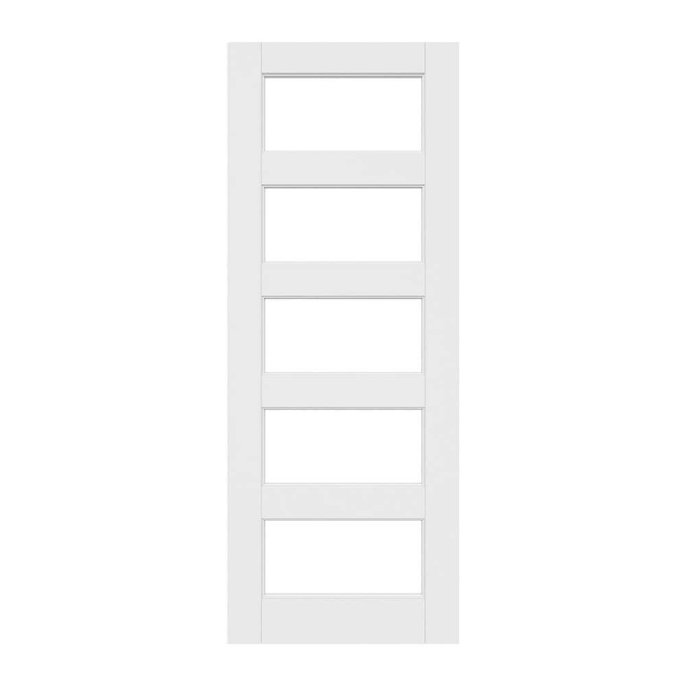 30 in. x 80 in. Solid Core 5 Lite Frosted Glass White Primed MDF Composite Pre-Assembled Modern Interior Door Slab price history on PriceWatchPro