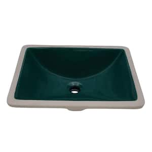 Krona 17 in. x 12 in . Rounded Corners Undermount Bathroom Vanity Sink in Emerald Green Porcelain Ceramic