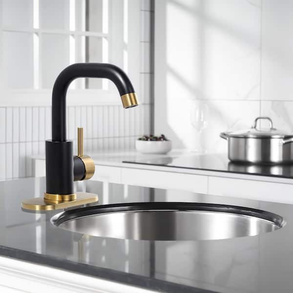 8.9 in. Single Handle Bar Faucet Deckplate Included in Gold and Black