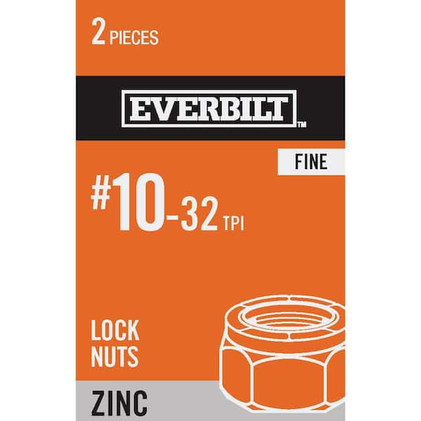 Everbilt #10-32 Zinc Plated Nylon Lock Nut (2-Pack)