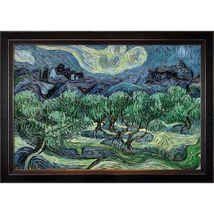 Olive Trees with Alpilles in Background by Vincent Van Gogh Veine Bronze Framed Nature Art Print 29 in. x 41 in.