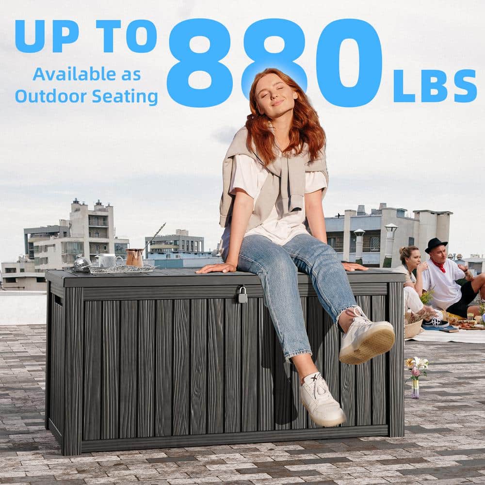 Black Resin 180 Gallon Outdoor Storage Deck Box