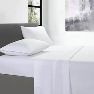 TENCEL Lyocell and Cotton Blend Embroidered White Full Sheet Set