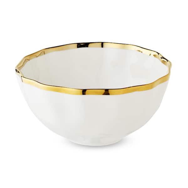 Regency 24 fl. Oz. White and Gold Porcelain Cereal Bowl (Set of 4)