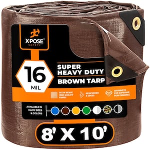 16 mil 8 ft. W x 10 ft. L Brown Super Heavy Duty Tarp