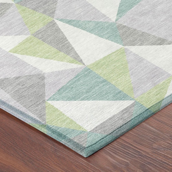 Chantille Machine Washable Indoor/Outdoor Abstract ACN2835 Mint 10 ft. x 14 ft. Area Rug