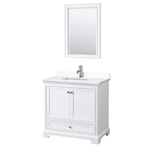 Deborah 36"W x 22"D Single Vanity in White w/ Cultured Marble Vanity Top in White w/ Basin & Mirror
