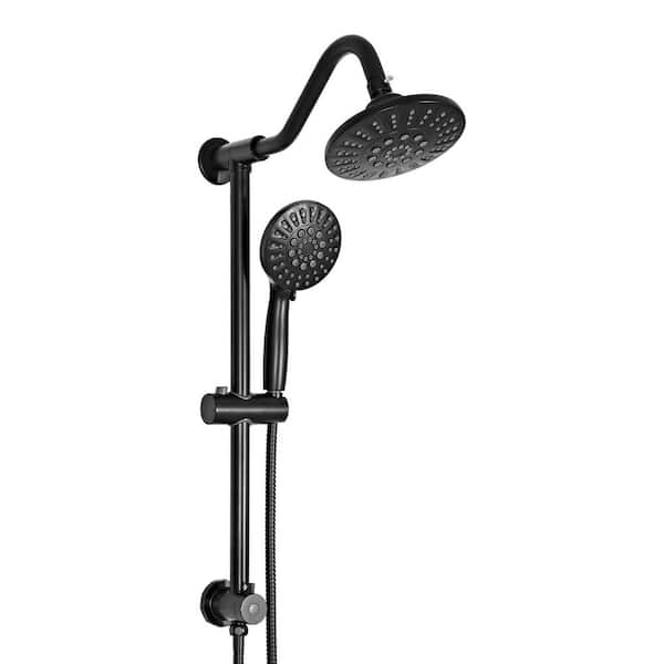 6-Spray Wall Bar Shower Kit with Handheld Shower Head 2.5 GPM in Black