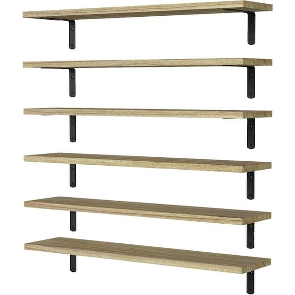 Unbranded 23.6 in. W x 6 in. D Rustic Brown Floating Shelves Decorative Wall Shelf Set of 6