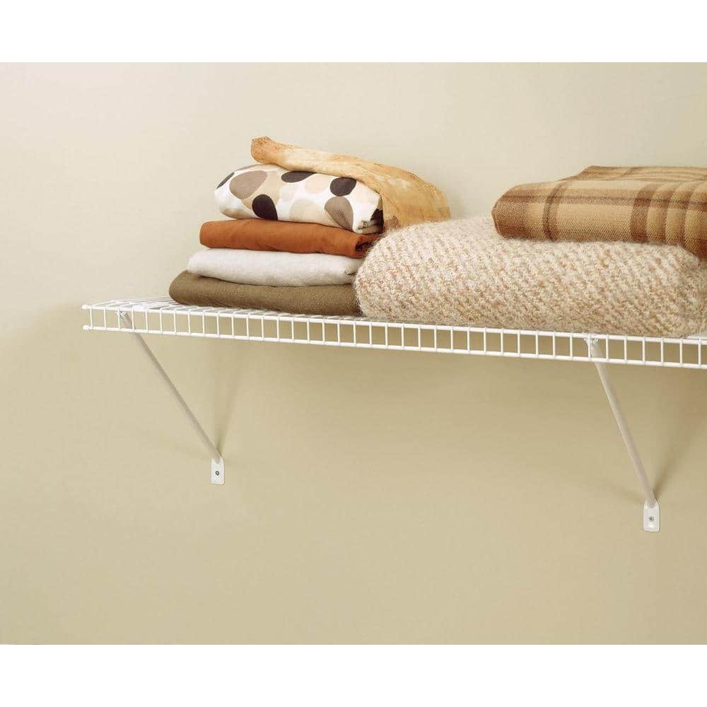 White Metal Wire Shelf Kit with Closet Rod, 48W x 12D x 6H