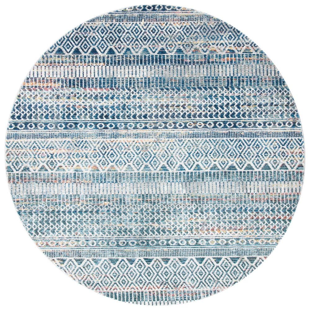 Crystal 6 ft. x 6 ft. Ivory/Blue Distressed Striped Round Area Rug price history on PriceWatchPro